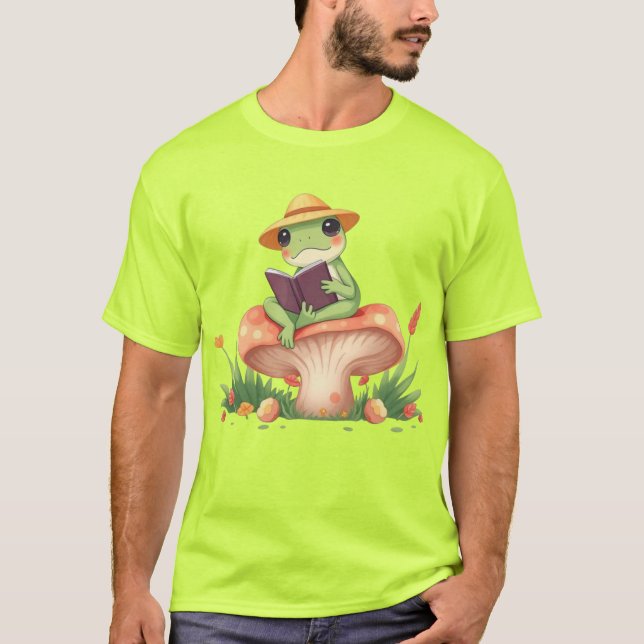 Cute Frog Illustration - Skogslässcenen med T Shirt (Framsida)