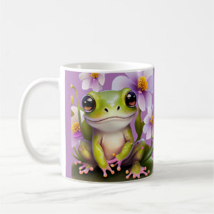 Cute Frog in Flowers Kaffemugg