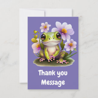 Cute Frog in Flowers Tack Kort