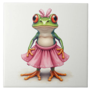 Cute Frog in Rosa Kakelplatta