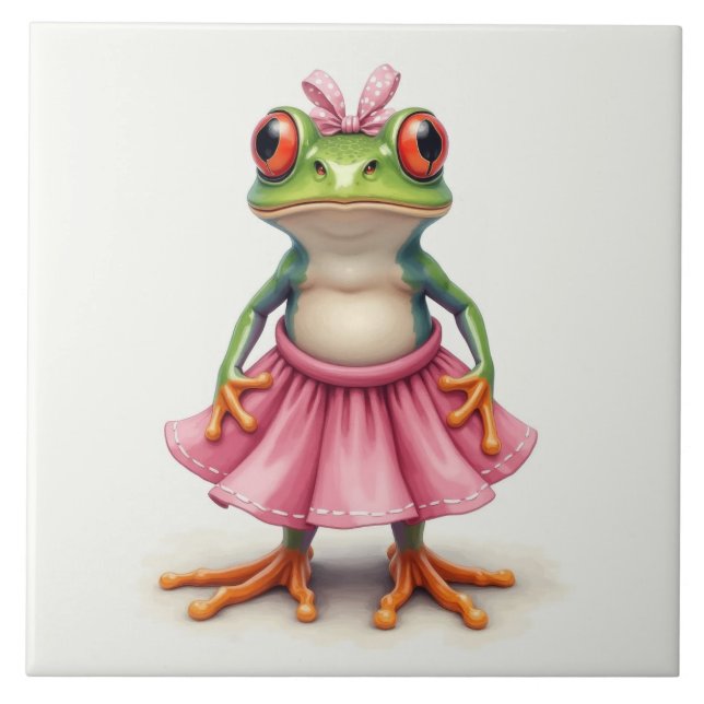 Cute Frog in Rosa Kakelplatta (Framsidan)