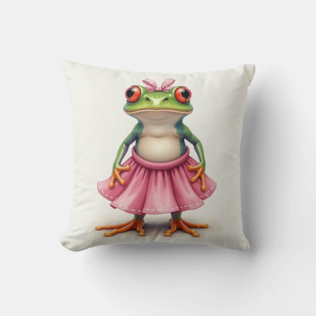 Cute Frog in Rosa Kudde (Framsida)