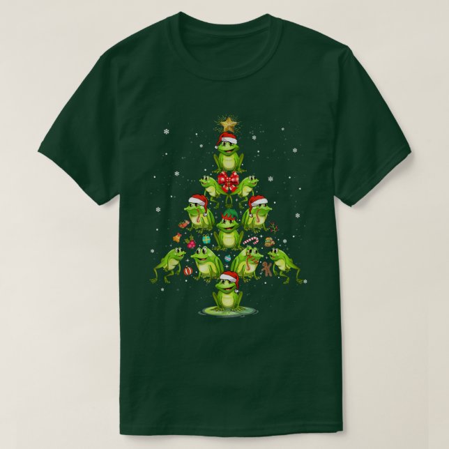 Cute Frog Julgran Gift Decor Julafton Träd T Shirt (Design framsida)