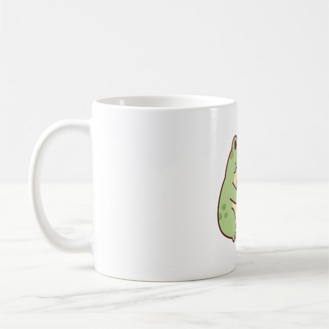 Cute Frog Kärlek som dricker Bubble Tea Kaffemugg (Vänster)