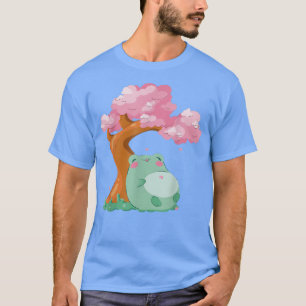 Cute Frog Kawaii Japansk Cherry Blommar Träd Saku T Shirt