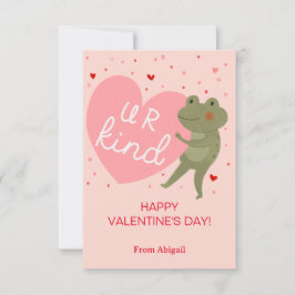 Cute Frog Kids Classroom Valentine Note Card Inbjudningar
