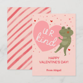 Cute Frog Kids Classroom Valentine Note Card Inbjudningar