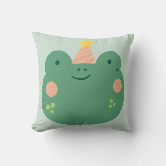Cute Frog Kids Nursery Kudde (Framsida)