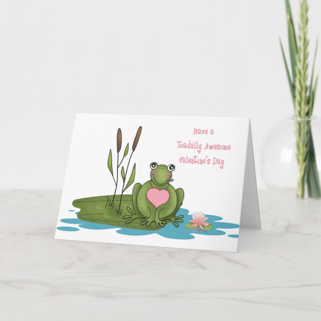 Cute Frog, Lily Pad, Toadally Fantastisk Valentine Helgkort (Framsida)