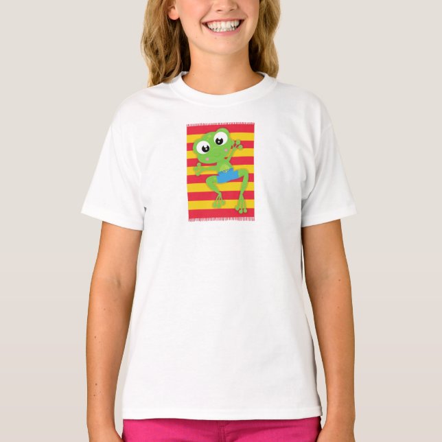 Cute Frog, Little Frog, Grönt Frog, Beach Towel T Shirt (Framsida)