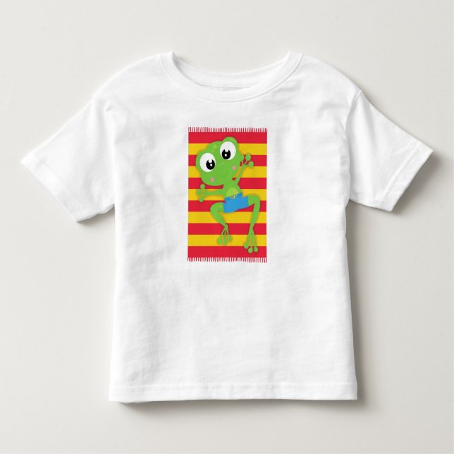 Cute Frog, Little Frog, Grönt Frog, Beach Towel T Shirt (Framsida)