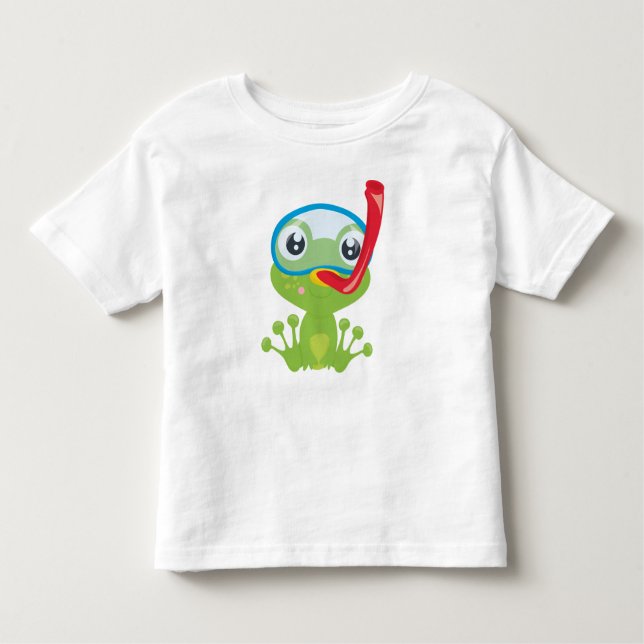 Cute Frog, Little Frog, Grönt Frog, Snorkel T Shirt (Framsida)
