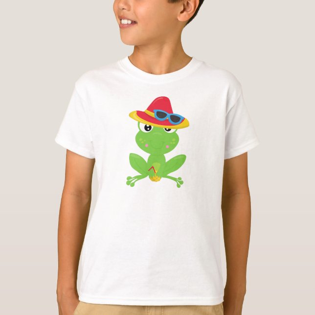 Cute Frog, Little Frog, Grönt Frog, Solglasögon T Shirt (Framsida)