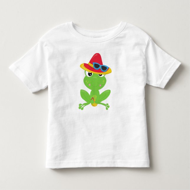 Cute Frog, Little Frog, Grönt Frog, Solglasögon T Shirt (Framsida)