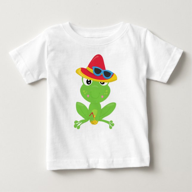 Cute Frog, Little Frog, Grönt Frog, Solglasögon T Shirt (Framsida)