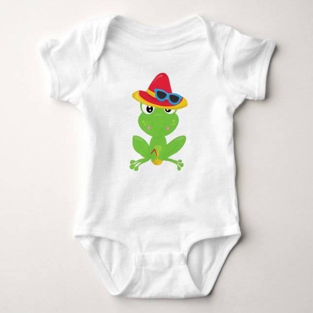 Cute Frog, Little Frog, Grönt Frog, Solglasögon T Shirt (Framsida)