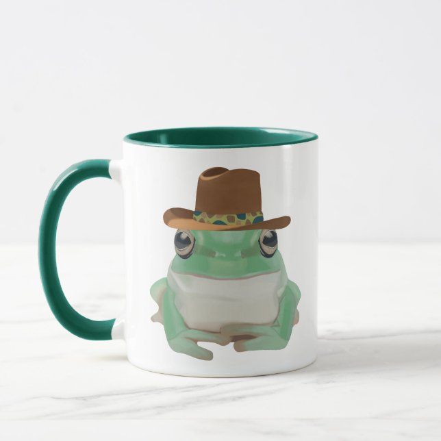 Cute Frog med Cowboy Hat Mugg (Vänster)