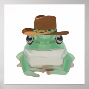 Cute Frog med Cowboy Hat Poster