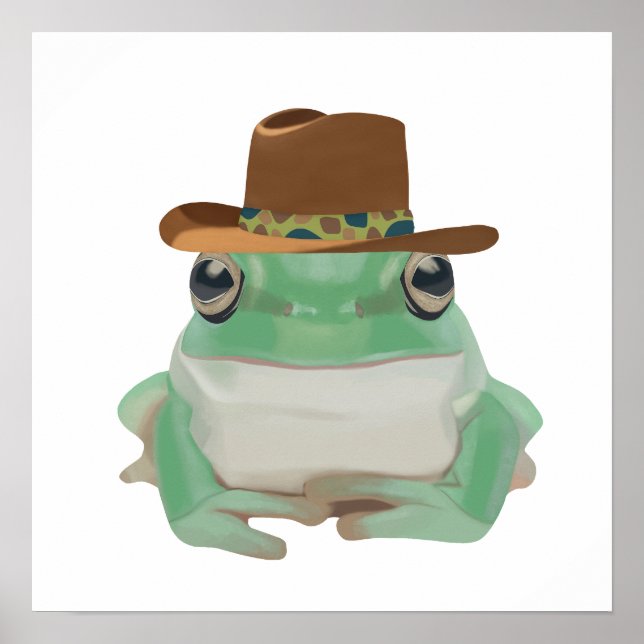 Cute Frog med Cowboy Hat Poster (Framsidan)