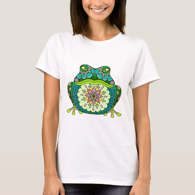 Cute Frog med Mandala Shirt T Shirt (Framsida)