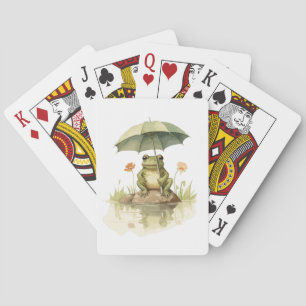 Cute Frog med paraply vid Sjö Casinokort