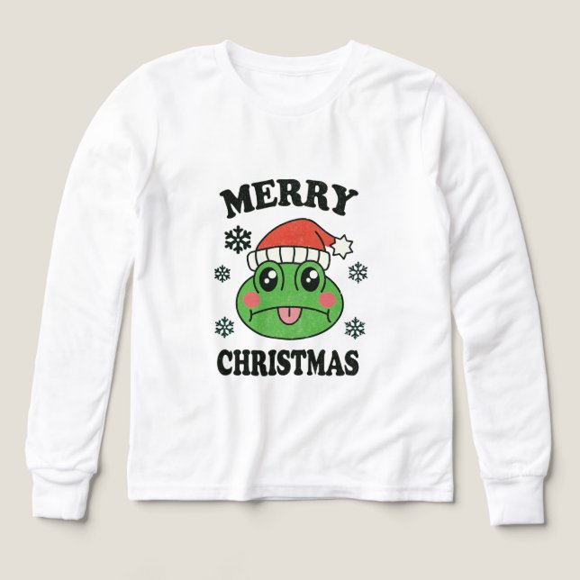 Cute Frog Merry Christmas T-Shirt (Design framsida)