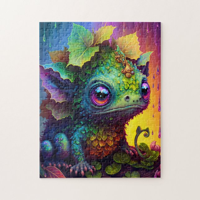 Cute Frog Monster Fantasy Art Jigszle Puzzle Pussel (Vertikal)