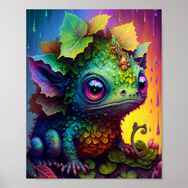 Cute Frog Monster Fantasy Art Poster (Framsidan)