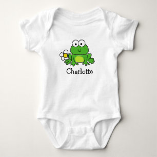 Cute Frog och Flower Baby-kostymer T Shirt