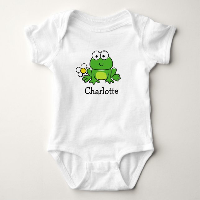 Cute Frog och Flower Baby-kostymer T Shirt (Framsida)