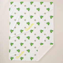 Cute Frog och Flower Sherpa Blanket