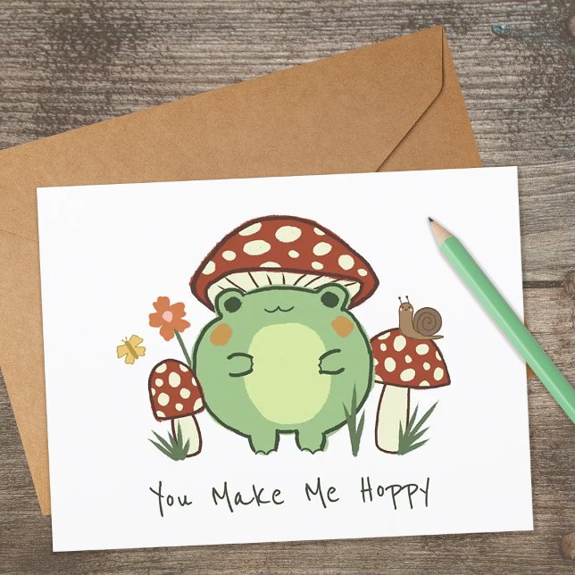 Cute Frog och Mushroom | Du gör mig till gisslan Kort (Skapare uppladdad)