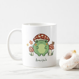 Cute Frog och svampar, stam NAMN Kaffemugg