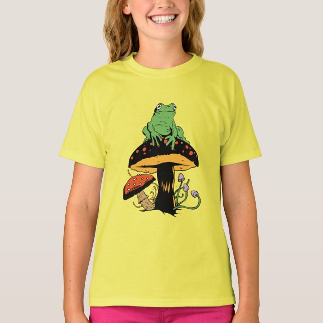 Cute Frog och svampar T Shirt (Framsida)
