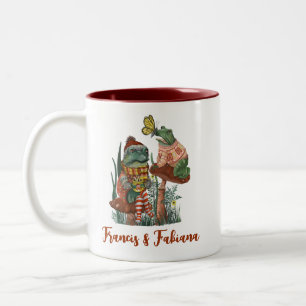 Cute Frog och Toad Merry Mushroom God jul Två-Tonad Mugg