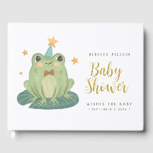 Cute Frog Önskemål för baby BabyShower Guest Bok