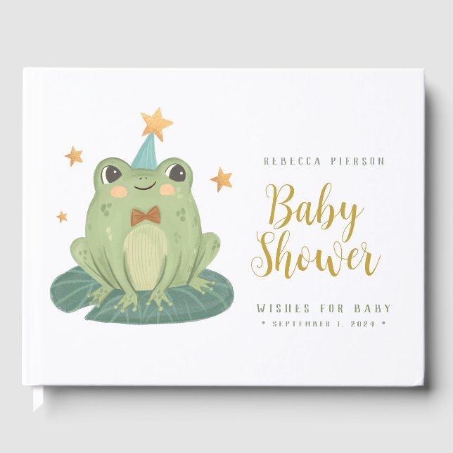 Cute Frog Önskemål för baby BabyShower Guest Bok (Framsida)