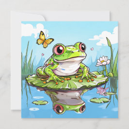 Cute Frog på en Lily Pad Cute