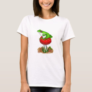 Cute Frog på en svamp Whimsical Art T Shirt