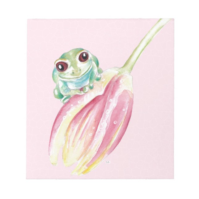 Cute Frog på Rosa Anteckningsblock (Framsida)