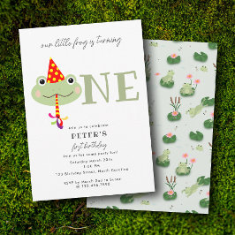 Cute Frog Party Hat Kids First 1st Birthday Party Inbjudningar