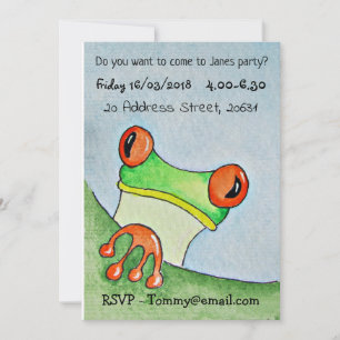 Cute Frog Party Inbjudan
