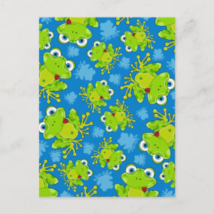 Cute Frog Patternated Postcard Vykort