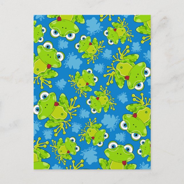 Cute Frog Patternated Postcard Vykort (Framsida)