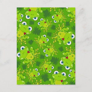 Cute Frog Patternated Postcard Vykort