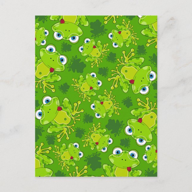 Cute Frog Patternated Postcard Vykort (Framsida)