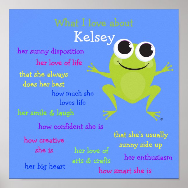Cute Frog Personlig Poster för barn (Framsidan)