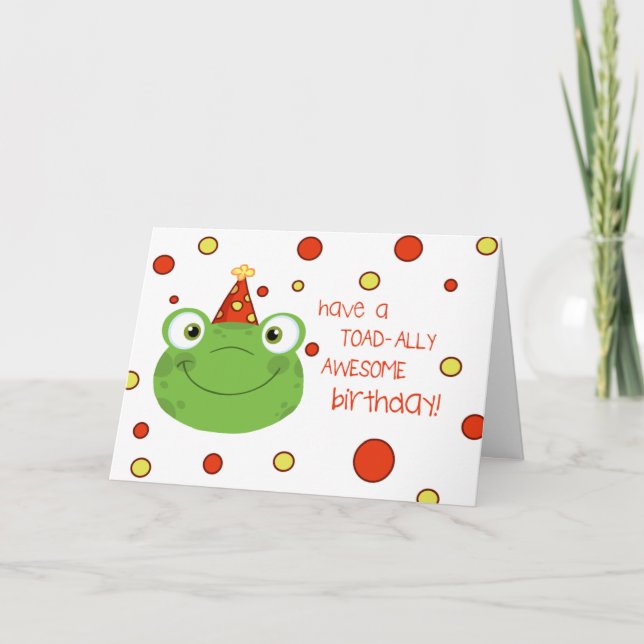 Cute Frog Polka Dot Barns födelsedag-kort Kort (Framsida)