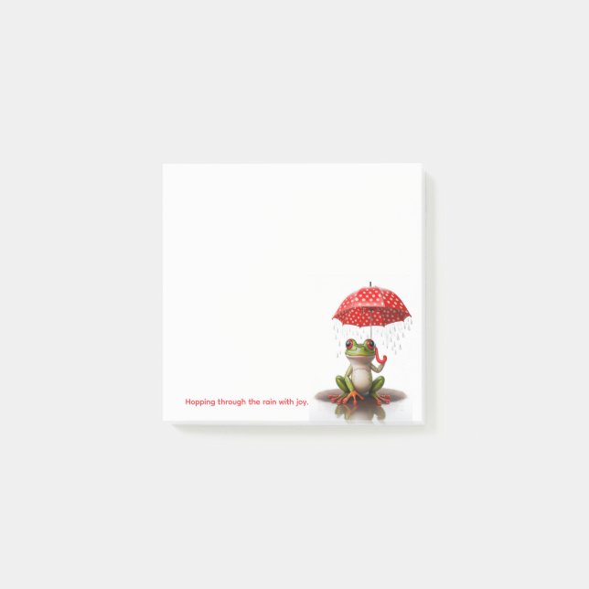 Cute Frog Post-It Notes – Rainy Day Joy Block (Framsida)