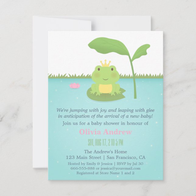 Cute Frog Prince Baby Shower-inbjudningar Inbjudningar (Framsida)